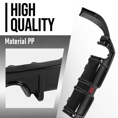 G-PLUS Rear Bumper Lip Diffuser LED Light Compatible with Honda Civic 2016 2017 2018 2019 2020 2021 Gloss Black