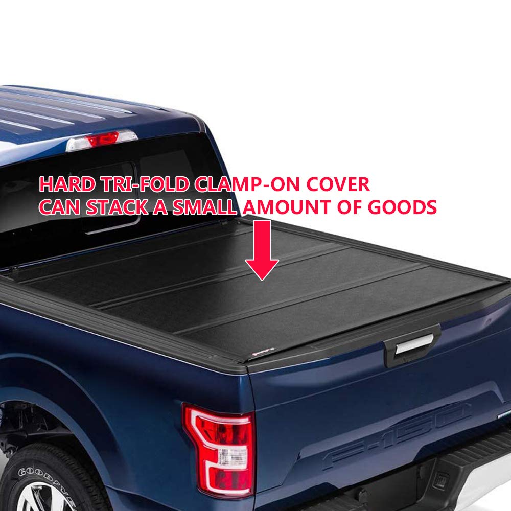 G-PLUS Lock Solid Hard Tri-Fold Tonneau Cover Compatible with 2004-2007 Chevy/GMC Extra Short Bed 5´8" (07 Classic Body)