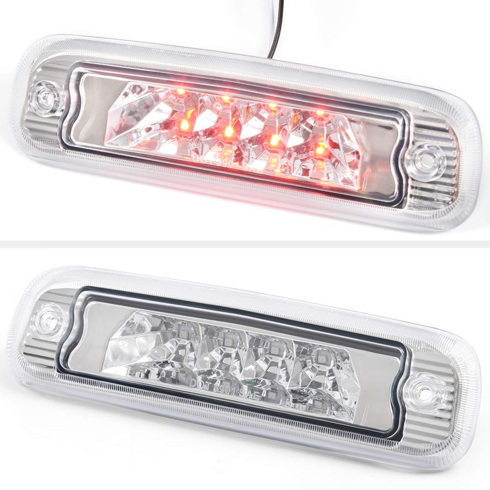 G-PLUS LED Third 3rd Brake Cargo Light Compatible With 1997-2001 Cherokee, Rear Roof Center High Mount Stop Tail Light Replacement (Chrome Housing Clear lens)