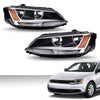 G-PLUS Headlights Headlamps w/Bulbs Left + Right Compatible with Volkswagen Jetta 2011-2018 5C7941005, 5C7941006,Clear Lens Chrome Housing Amber Reflector