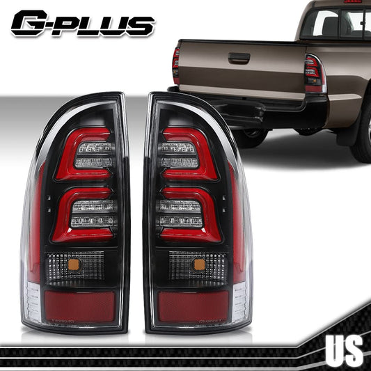 G-PLUS LED Tail Lights Brake Lamp Compatible with Toyota Tacoma 2005-2015,Left & Right Red Black Lens,Rear Lights Luces Traseras, Faros Traseros 8155004150, 8156004150Assembly