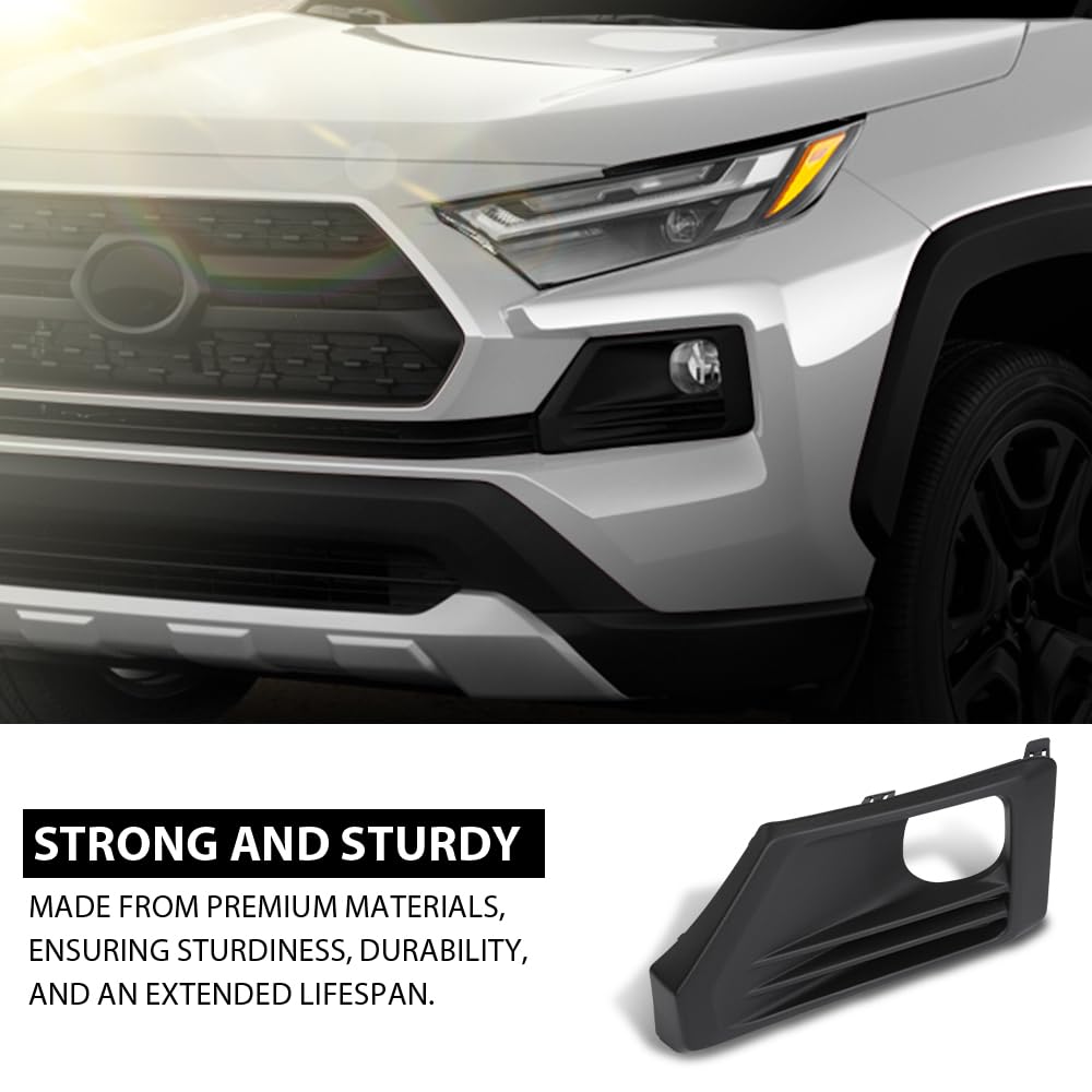 G-PLUS Front Left Fog Light Bezel Black Compatible with Toyota RAV4 Adventure/TRD Off-Road 2019-2023 521280R170, TO1038226