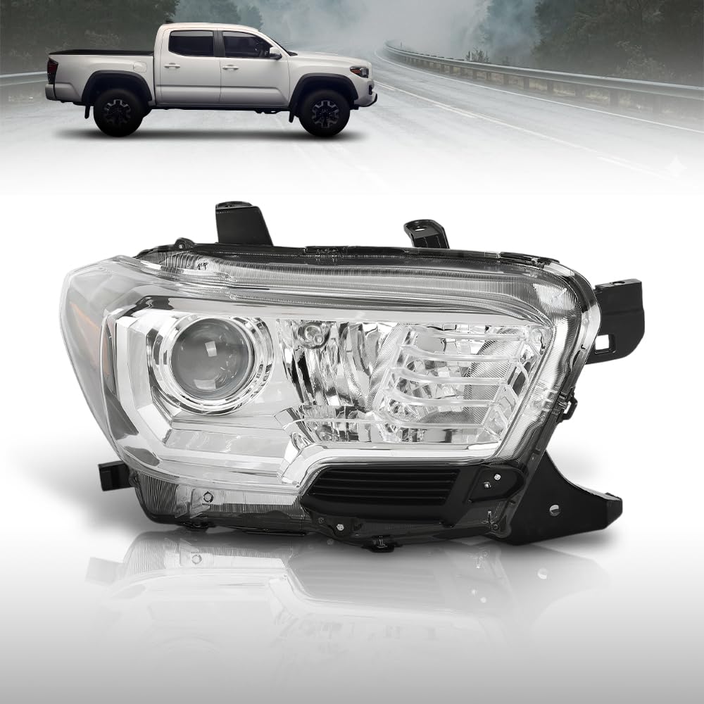 G-PLUS Headlight Assembly Right Side Compatible with Toyota Tacoma SR5 Crew Cab/Extend Cab Pickup 2019-2023 White and Black