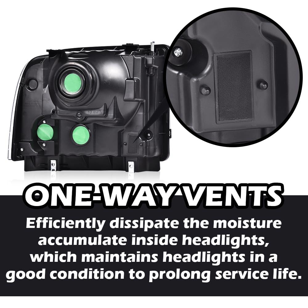 G-PLUS Headlights Fit Ford F250 F350 F450 F550 Super Duty 1999-2004,Not Fit w/Factory Sealed Beam Headlights,Smoky Lens Black Housing Clear ReflectorBumper Headlamps,faros delanteros