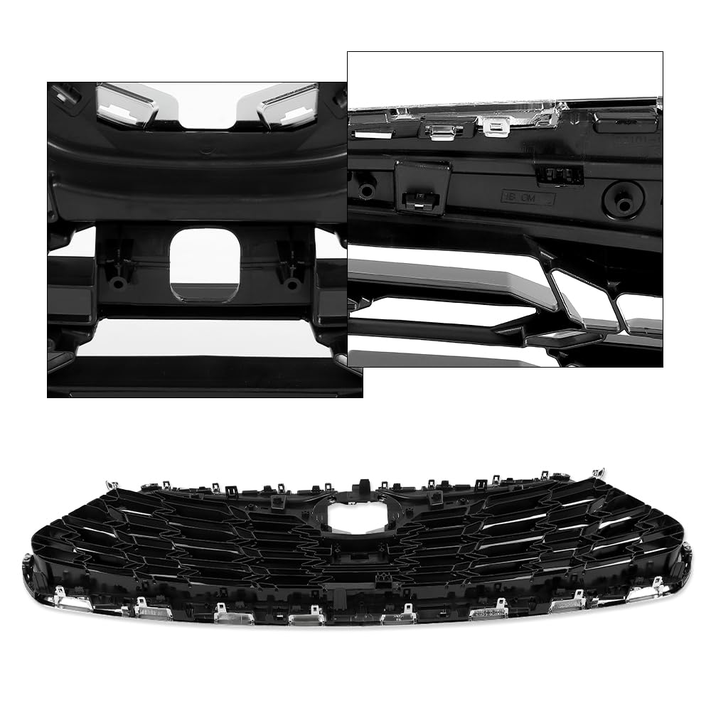 G-PLUS Front Bumper Upper Grille Chrome Trim Grill w/Hole Compatible with Toyota Highlander 2020-2022, Fit Models With Front View Camera, Not fit XSE models 31010E330, TO1200457
