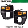 G-PLUS Headlight Trim Bezel with Parking Turn Signal Light Compatible With 08-14 Ford E150/08-14 Ford E250/08-19 Ford E350 (Driver & Passenger Side)