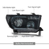 G-PLUS LED DRL Headlights Compatible with Toyota Tundra 2007-2013,Fit Toyota Sequoia 2008-2017 Headlamps Assembly Smoky Lens Black Housing Clear Reflector Left & Right,faros delanteros