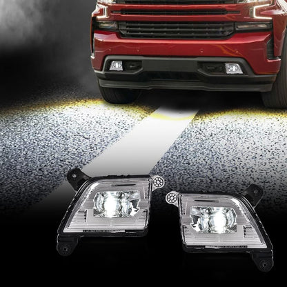 G-PLUS LED Fog Lights Compatible With 2019 2020 2021 Chevy Silverado 1500,Front Bumper Driving Fog Lamps W/o Wiring Kit Driver & Passenger Pair (Clear Lens Chrome Housing)