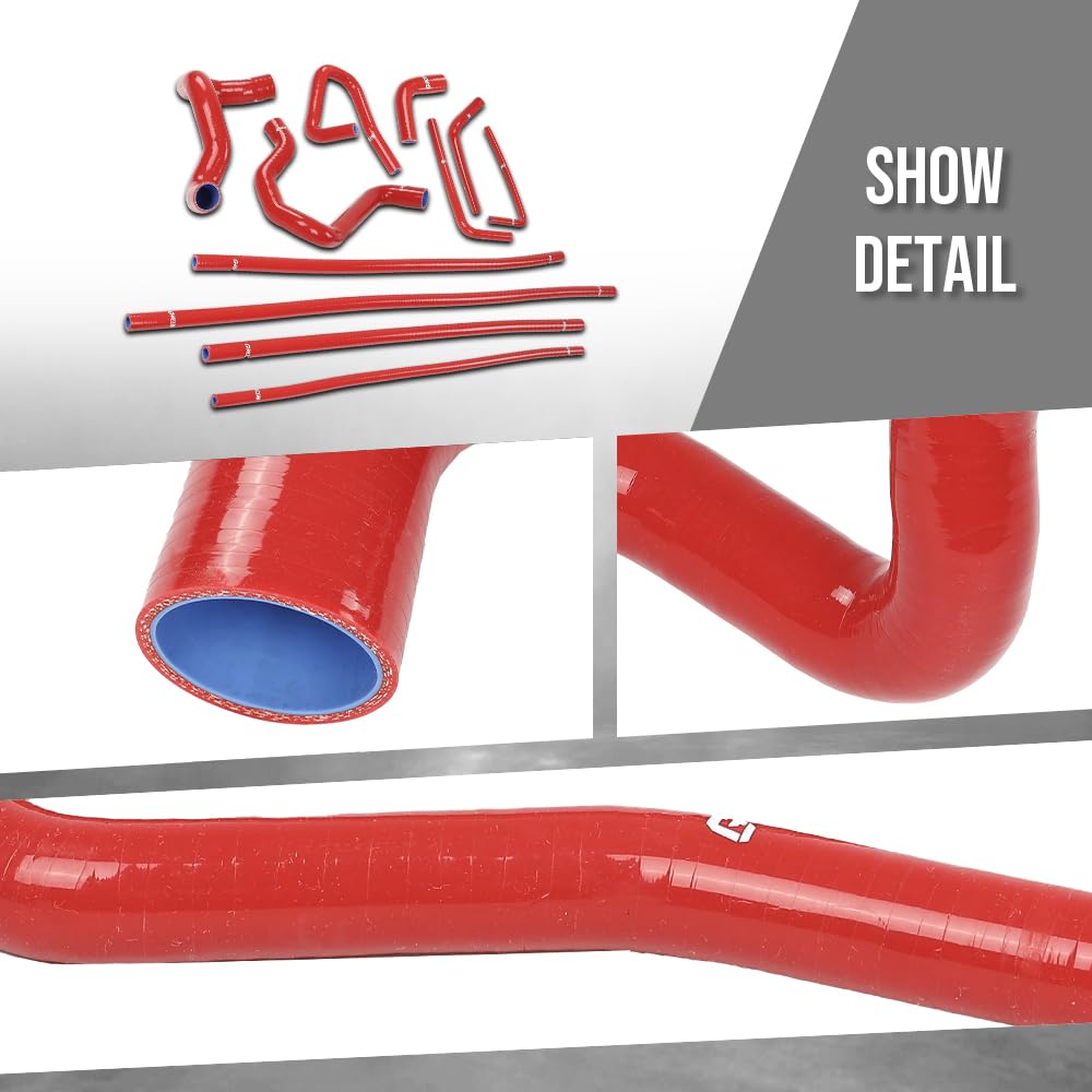 G-PLUS Radiator & Heater Hose Kit Compatible with Ford F150 F250 F350 Bronco Trucks 5.0L/5.8L 1988 1989 1990 1991 1992 1993 1994 FOTZ8260E, FOTZ8286D Red