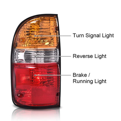 G-PLUS Rear Tail Lights Assembly Compatible with Toyota Tacoma 2001 2002 2003 2004 Left&Right Tail Lamps Red Orange Rear Lights Brake Lamps Assembly Luces Traseras