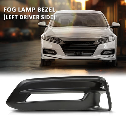 G-PLUS Front Bumper Fog Lamp Bezel Light Cover Left Driver Compatible with Honda Accord Sedan 2018-2020 Black