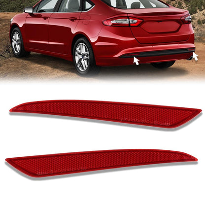 G-PLUS Bumper Reflector Set Compatible with 2013-2016 Ford Fusion Rear Left & Right 2Pc DS7Z13A565A, FO1185103, DS7Z13A565B, FO1184103