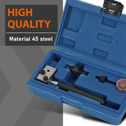 G-PLUS Universal 45 Degree Double Brake Line Flaring Tool Kit 3/16 Inch SAE Hand Held, 45 Steel, Brake Line Tubing Flaring Tool Set with Punch, Positioning Bolt & Lubricant Container Black