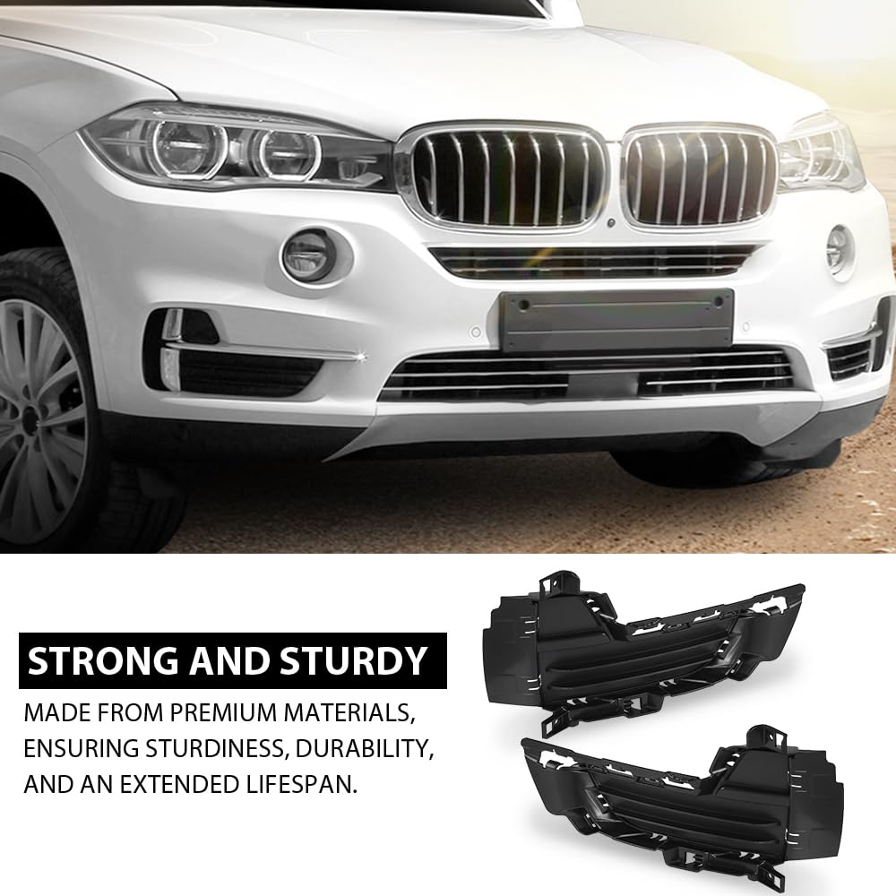 G-PLUS Pair Front Bumper Lower Grille Grill, Compatible with BMW X5 F15 2014-2018, Fit Models W/o M Sport Line, LH Driver & RH Passenger Side 2PCS, 51117307994, 51117307993