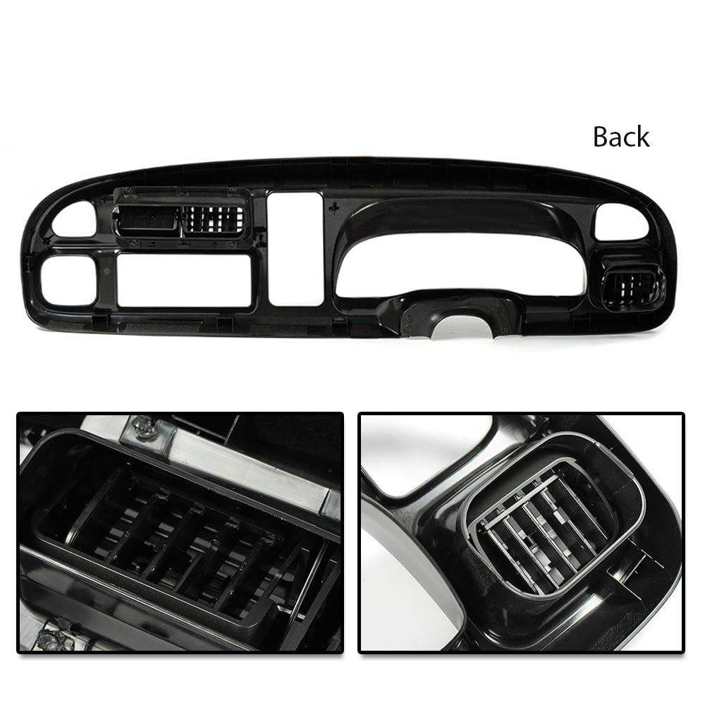 G-PLUS Dash Board Bezel Cover Instrument w/Vents Compatible with Dodge Ram 1500 1998 1999 2000 2001/ Dodge Ram 2500/3500 1998 1999 2000 2001 2002 (Black) 5GK51DX9AA, 5EU11DX9AB