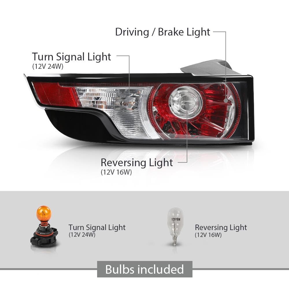 G-PLUS Tail Light Rear Brake Lamp Left Driver Side Compatible with Land Range Rover Evoque 2011-2015 Luces Traseras Rear Brake Lamps Assembly