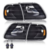 G-PLUS Headlights Assembly with Bulbs, Compatible with Ford Expedition 1997-2002/Fit Ford F150 1998-2003/Fit F250 1997-1999 Bumper Headlamp, Clear lens Black Housing Amber Reflector