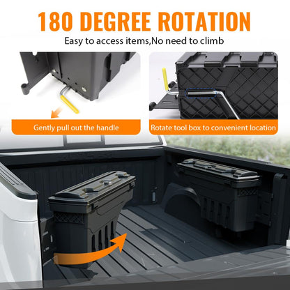 G-PLUS Truck Bed Storage Box Tool Box Driver and Right Passenger Side Compatible with 2007-2020 Toyota Tundra Rear Tool Box 2PCS Set Black