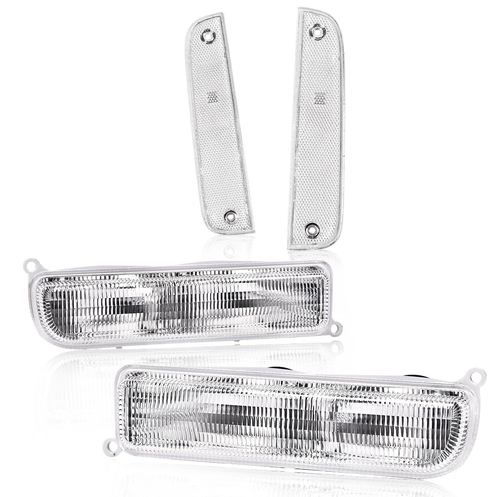 G-PLUS Corner Lights & Bumper Signal Lights Fit Jeep Cherokee XJ 1997 1998 1999 2000 2001,4 Pieces Clear lens Chrome Housing Clear Reflector