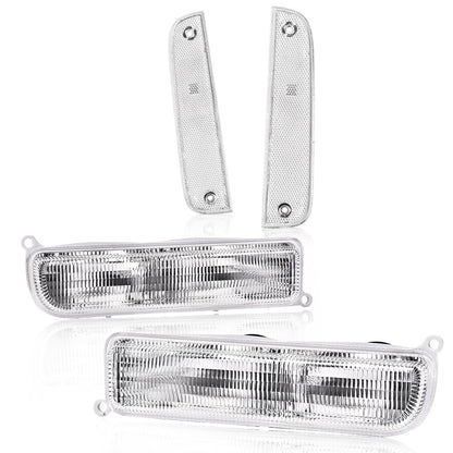 G-PLUS Corner Lights & Bumper Signal Lights Fit Jeep Cherokee XJ 1997 1998 1999 2000 2001,4 Pieces Clear lens Chrome Housing Clear Reflector