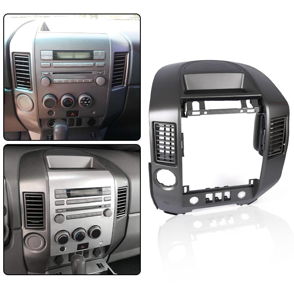 G-PLUS Center Dash Radio Bezel w/o Speaker Bezel Compatible with Nissan Titan 2004 2005 2006, Fit Nissan Armada 2005 2006 682577S000 AC Instrument Panel Lid, Grey