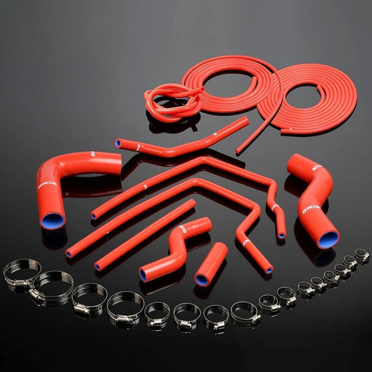 G-PLUS Silicone Radiator Coolant Hose Kit Clamps + Vacuum Pipe Compatible with Subaru Impreza GC8 GF8 STI EJ20 WRX Turbo Red