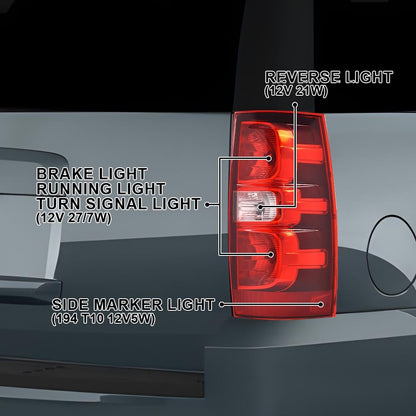 G-PLUS Tail Lights w/Harness Right Compatible with Chevy Suburban 1500 (submodel: LS, LT, LTZ) 2007-2014/Fits Chevy Suburban 2500 LTZ 2007 Luces Traseras Rear Brake Lamps Assembly Faros Traseros