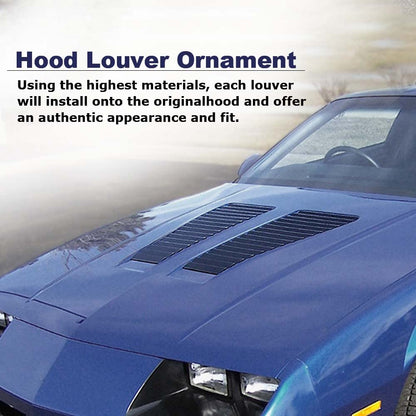 G-PLUS Hood Louver Inserts Grille Compatible with Chevy Camaro Z28 & IROC 1985 1986 1987 1988 1989 1990 Hood Louver Ornament Set Satin Black Finish Left and Right 748557