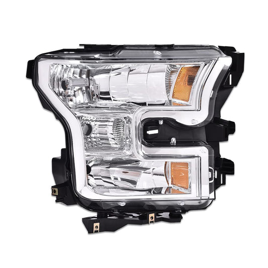 G-PLUS Headlight Compatible with Ford F150 2015-2017 Headlamps Right Passenger Side Clear Lens Chrome Housing Amber Reflector,faros delanteros
