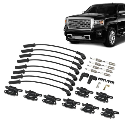 G-PLUS 8PCS Square Ignition Coil & Spark Plug &Wires Compatible with Chevy Silverado GMC Sierra 1500 2007-2013/Fit Chevy Tahoe GMC Yukon 2007-2015/Fit Cadillac Escalade 6.2L-V8 2007-2016