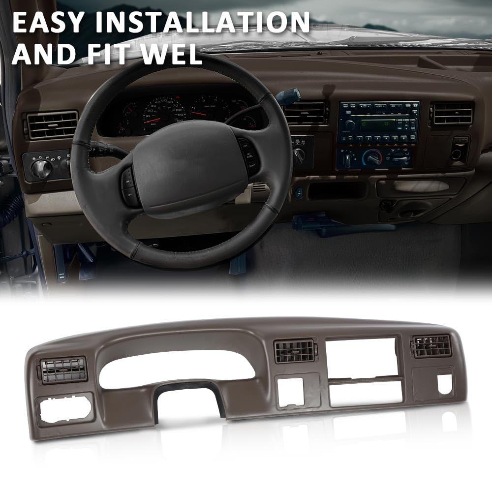 G-PLUS Cluster Radio Dash Trim Bezel Panel w/Hole Compatible with Ford F250 F350 Super Duty 1999-2004 Brown
