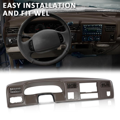 G-PLUS Cluster Radio Dash Trim Bezel Panel w/Hole Compatible with Ford F250 F350 Super Duty 1999-2004 Brown