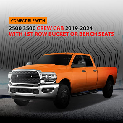 G-PLUS Floor Mats Compatible with Dodge Ram 2500 3500 Crew Cab 2019-2025(w/1st Row Bucket or Bench Seats) All Weather Custom Fit TPE Floor Liners Car Mats Truck Accessories 1st & 2nd Row