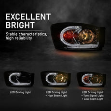 G-PLUS LED Headlights Assembly for Dodge Ram 1500 2006-2008 Ram 2500 3500 2006-2009 Chrome Amber Product Details