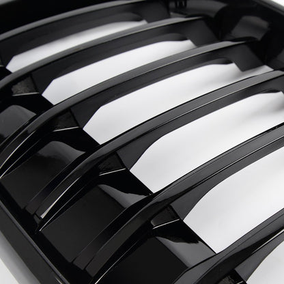 Black Front Bumper Kidney Grille Hood Grill Compatible for BMW F48 F49 X1 2016-2017