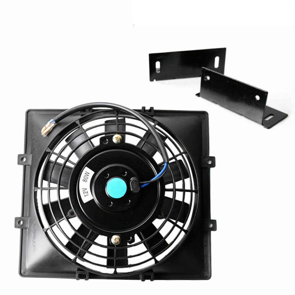 G-PLUS Universal 7" Slim Pull Push Engine Oil Cooler Radiator Cooling Fan 12V 80W Mount Kit,Black 1PCS