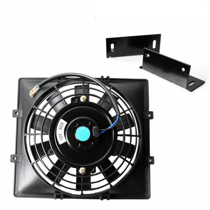 G-PLUS Universal 7" Slim Pull Push Engine Oil Cooler Radiator Cooling Fan 12V 80W Mount Kit,Black 1PCS