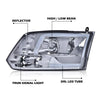 G-PLUS LED DRL Headlights Fit Dodge Ram 1500 2500 3500 2009-2012(New Body), Fit Factory Quad, Clear Lens Chrome Housing Amber Reflector Bumper Headlamps, faros Assembly