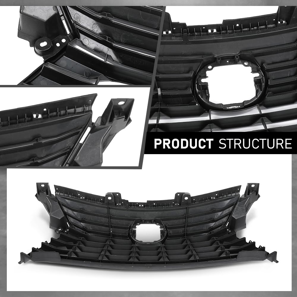 G-PLUS Front Bumper Upper Grille Compatible with LX RX350 2016-2018, Fit LX RX450H 2016-2019 & RX350L 2018, 531110E170, LX1200180 Gray
