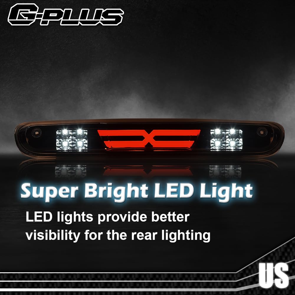 G-PLUS LED Third Brake Light Compatible With 07-14 Chevy Silverado/GMC Sierra,3RD LED Bar Brake/Cargo Light,Type X (Smoky lens Black Housing Amber Reflector)