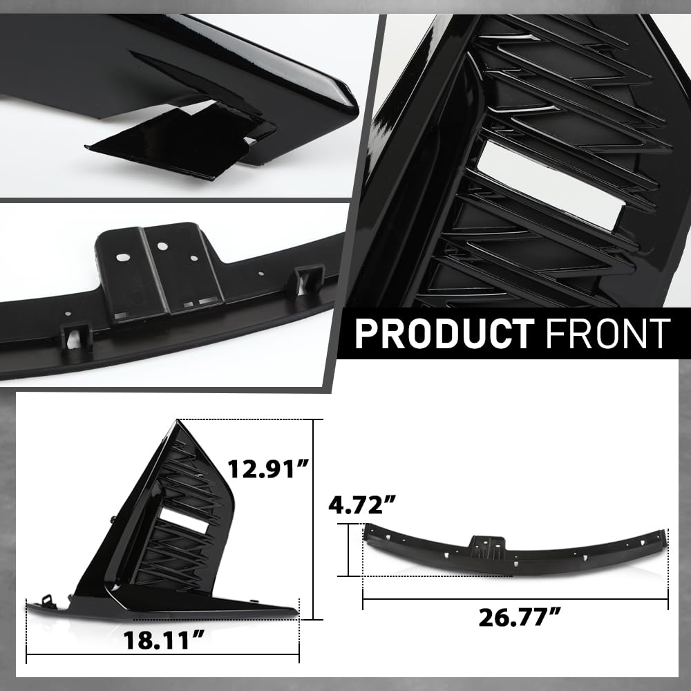 G-PLUS Front Bumper Set (1 × Bumper, 1 × Grille, 2 × Fog Light Bezel, 1× License Plate, 1× Trim Strip) Compatible with 2014-2016 LX IS IS250 IS200t IS350 to 21 F-Sport Style 6 Pcs