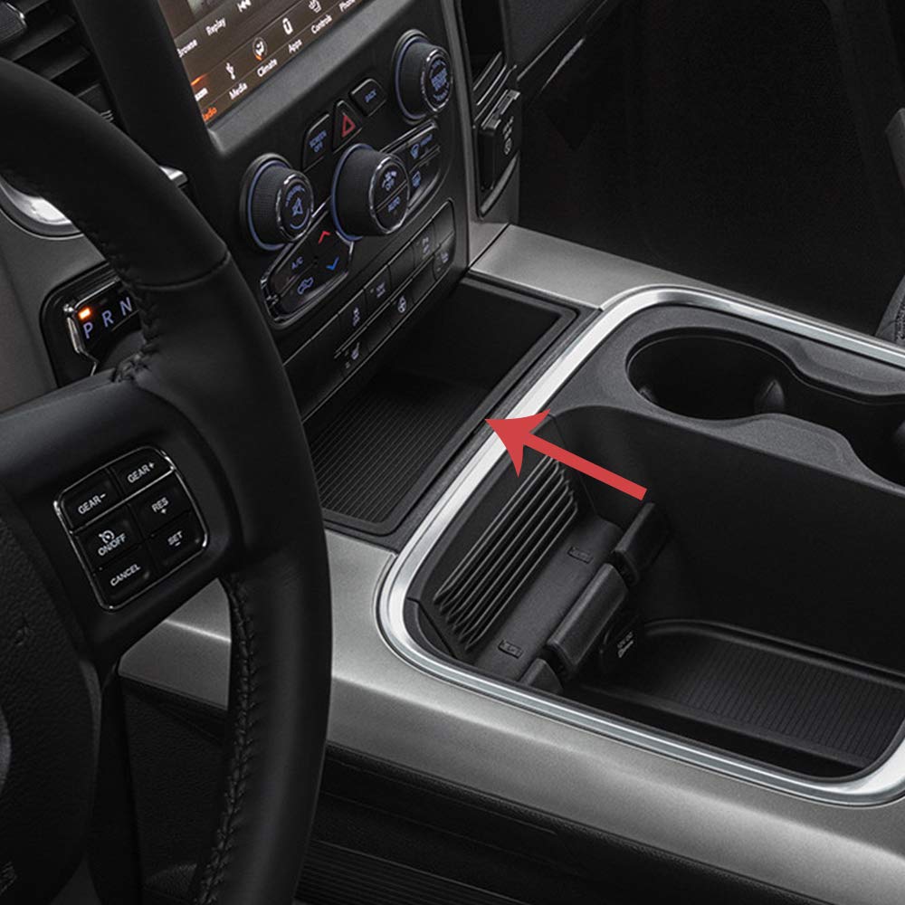 G-PLUS Front Center Console Mat Insert Rubber Compatible with Dodge Ram 1500 2015-2019/ Ram 2500 2016-2017 Full Length Center Console Mat 5VC95DX9AB, 5VC95DX9AA