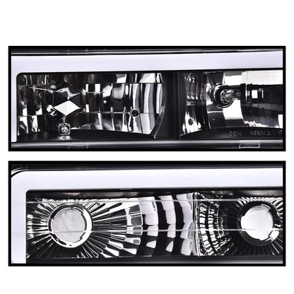 G-PLUS LED DRL headlights, Compatible with 1994 1995 1996 1997 1998 1999 2000 GMC C10 C/K C1500 bumper Headlamp, Clear lens Black Housing Amber Reflector