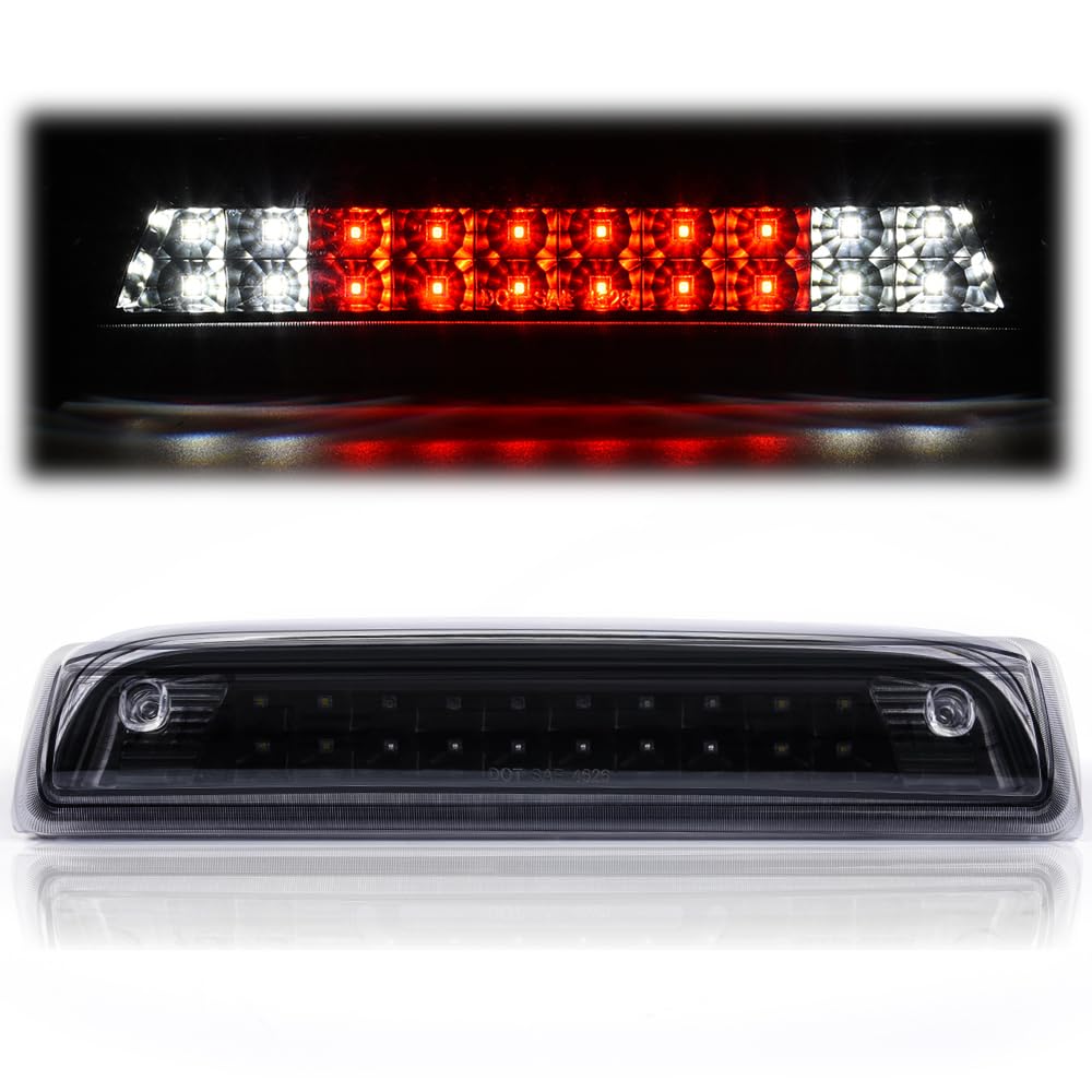 G-PLUS High Mount LED 3rd Brake Light Compatible with 2014 2015 2016 2017 2018 Chevy Silverado GMC Sierra Rear Tail Cargo Lamp Waterproof Black Housing Clear Lens