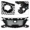 G-PLUS Front Bumper Upper Grille Compatible with Mazda 3 Axela 2017-2018 Honeycomb Mesh Grill ABS Painted Glossy Black