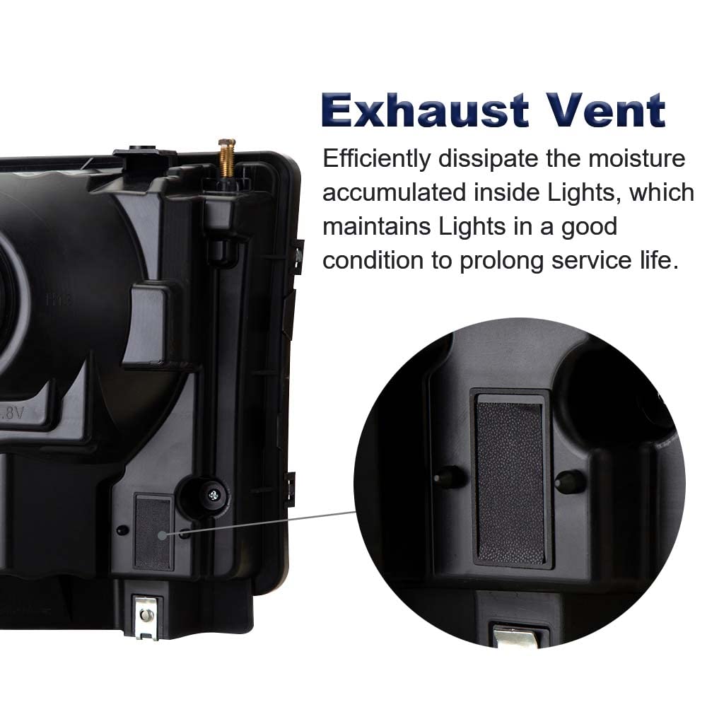G-PLUS Headlights Assembly, Compatible with 2005 2006 2007 Ford F250 F350 Super Duty Bumper Headlamps,Smoky Lens Black Housing Clear Reflector,Left & Right faros delanteros
