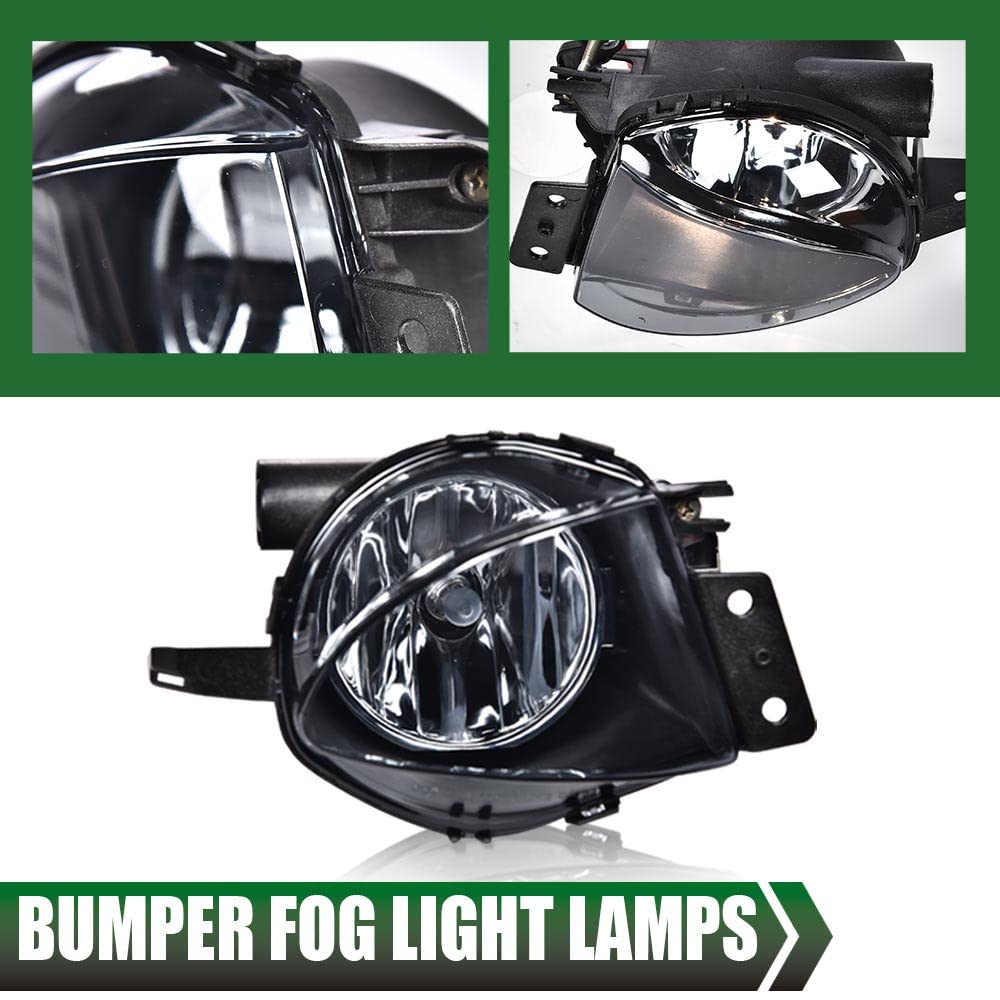 GPLUS Bumper Fog Lights W/bulb Compatible With 2006-2008 BMW E90 325i 328i 330i 335i, Driver & Passenger Side Bumper Mounted Fog Lamps (Smoky lens) neblineros para autos delantero faros antiniebla