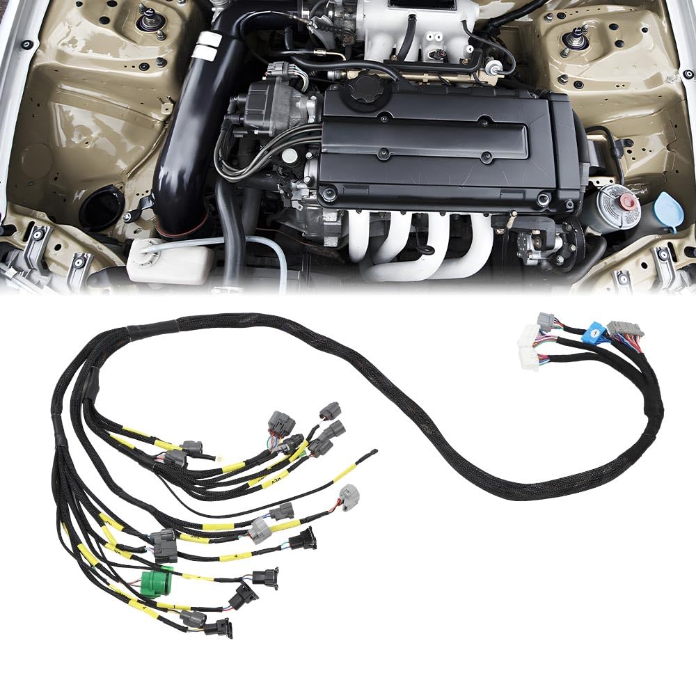 G-PLUS Tucked Engine Harness Fit Honda Civic Integra B16 B18 D16&B/D-Series OBD1 Tucked Budget Engine Harness w/OBD1 Dist/Inj/Alt & 92-95 ECU Plugs CNCH-0BD1-1