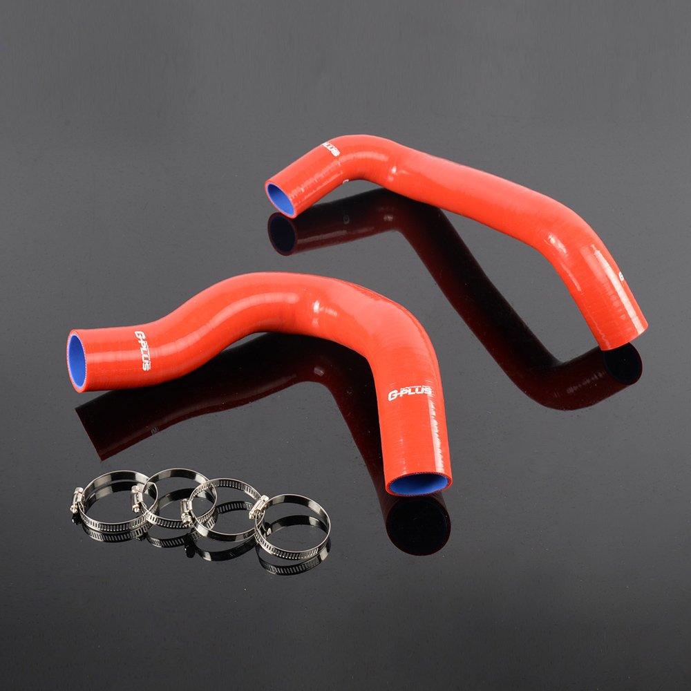 G-PLUS Silicone Coolant Hose Kit Clamps Compatible With 1967-1980 V8 Cleveland Engine F Series Pickups /V8 Broncos,2PCS Red