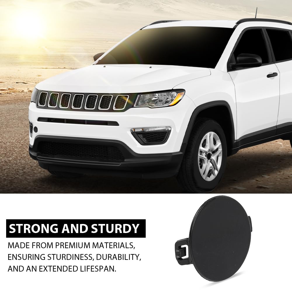 G-PLUS Black Front Bumper Tow Hook Eye Cap Cover Compatible with Jeep Compass 2.0L 2.4L 2017-2021 5SY62TZZAB